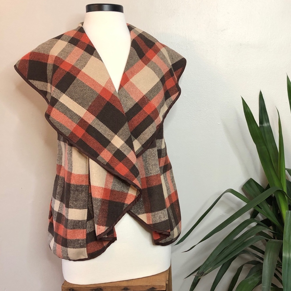 🎉SALE🎉 Orange & Brown Plaid Vest